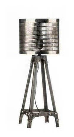 Dark Silver Aviator Table Lamp with Mesh Shade